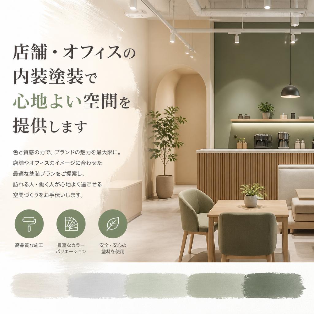 店舗・オフィスの内装塗装で心地よい空間を提供します